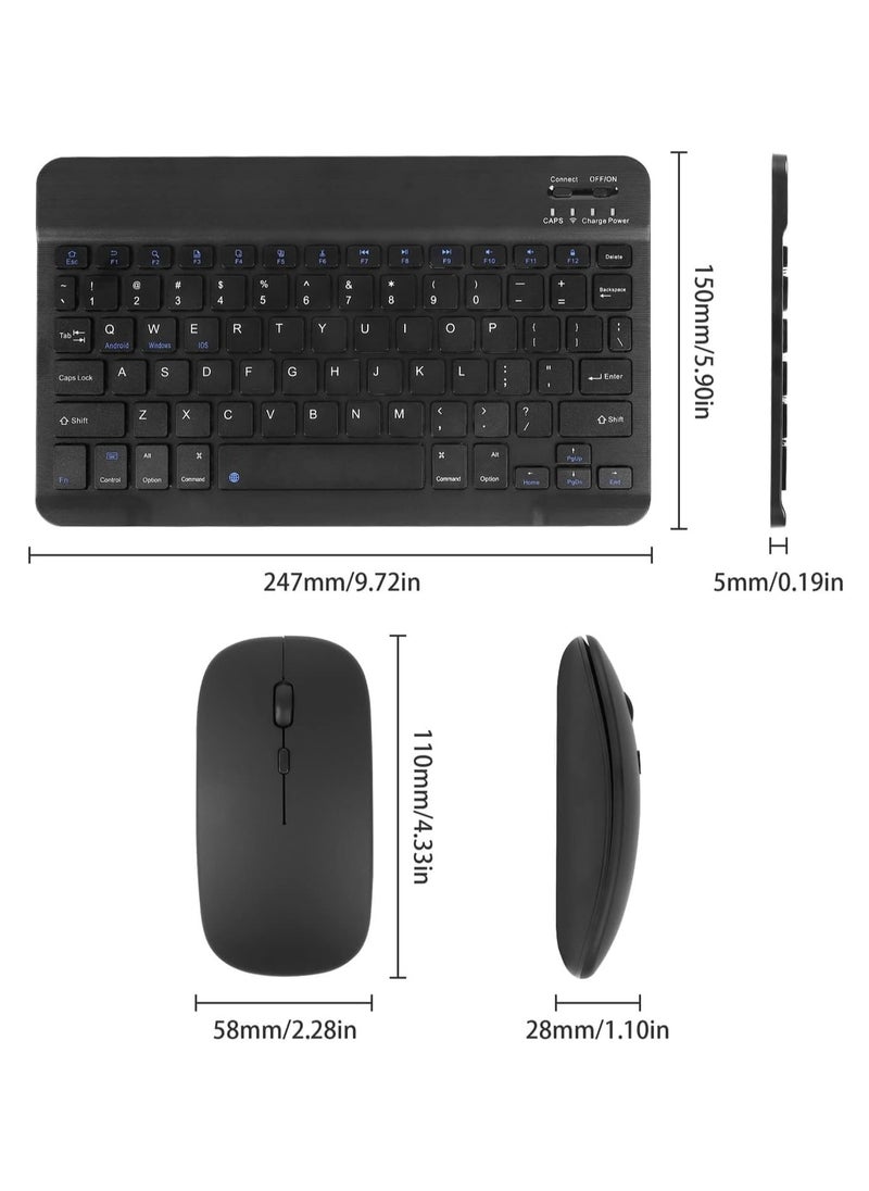 Aookay - Arabic and English Bluetooth Keyboard and Mouse Combo, Ultra Slim Rechargeable Portable Wireless Keyboard Mouse Set for Android, Windows, Tablet, Mobile, iPhone, iPad, Desktop, Laptop (Black) - Image 1