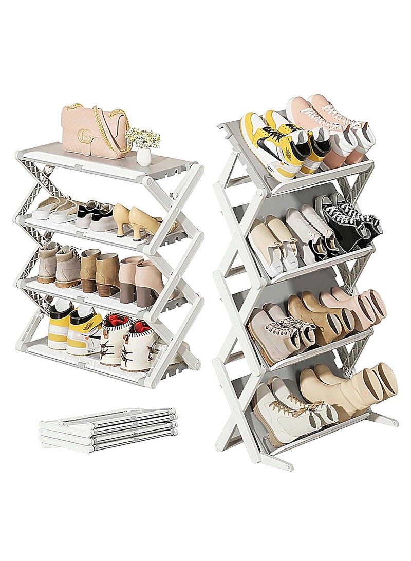 ميكسد منظم أحذية قابل للطي بأربع طبقات يوفر المساحة مع رف تخزين بتصميم قابل للطي - Image 1