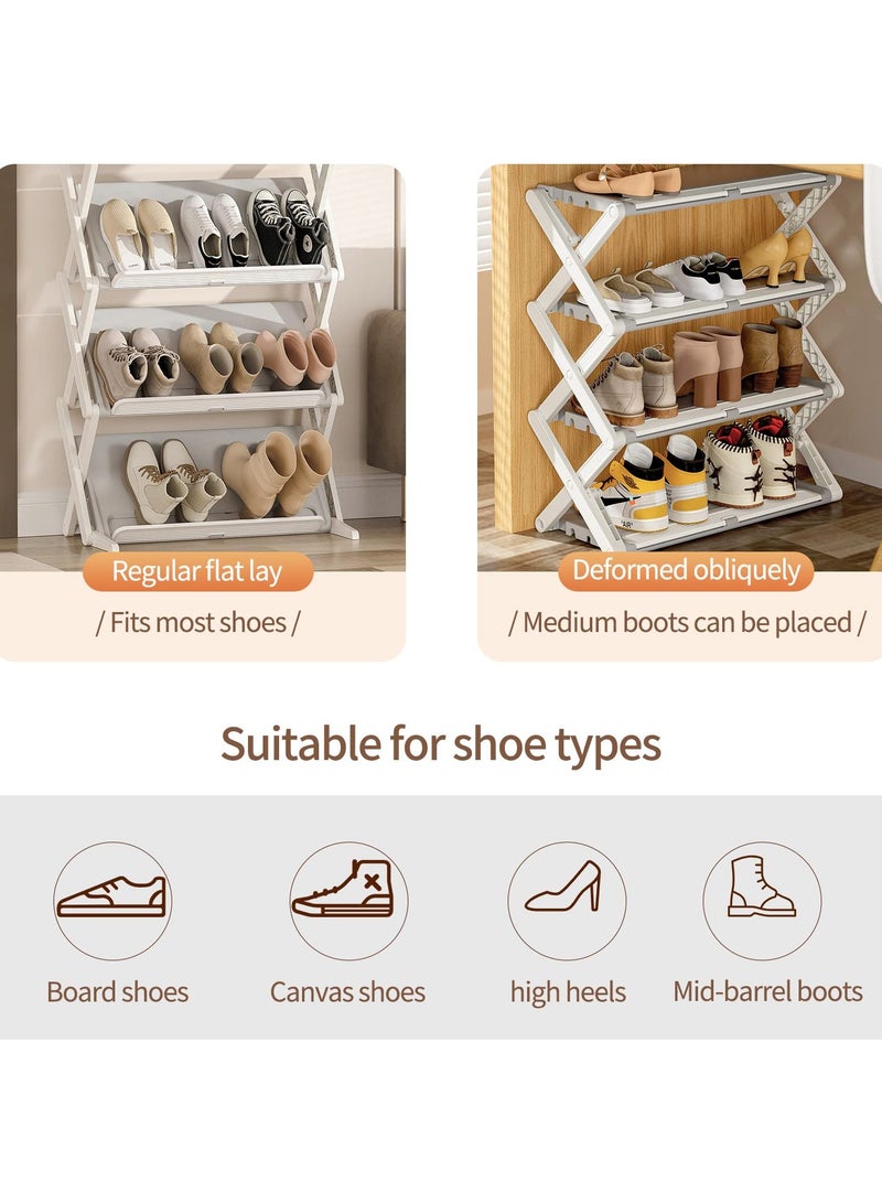 ميكسد منظم أحذية قابل للطي بأربع طبقات يوفر المساحة مع رف تخزين بتصميم قابل للطي - Image 3