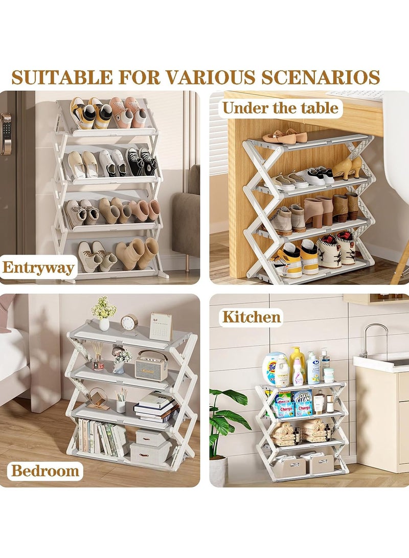 ميكسد منظم أحذية قابل للطي بأربع طبقات يوفر المساحة مع رف تخزين بتصميم قابل للطي - Image 4