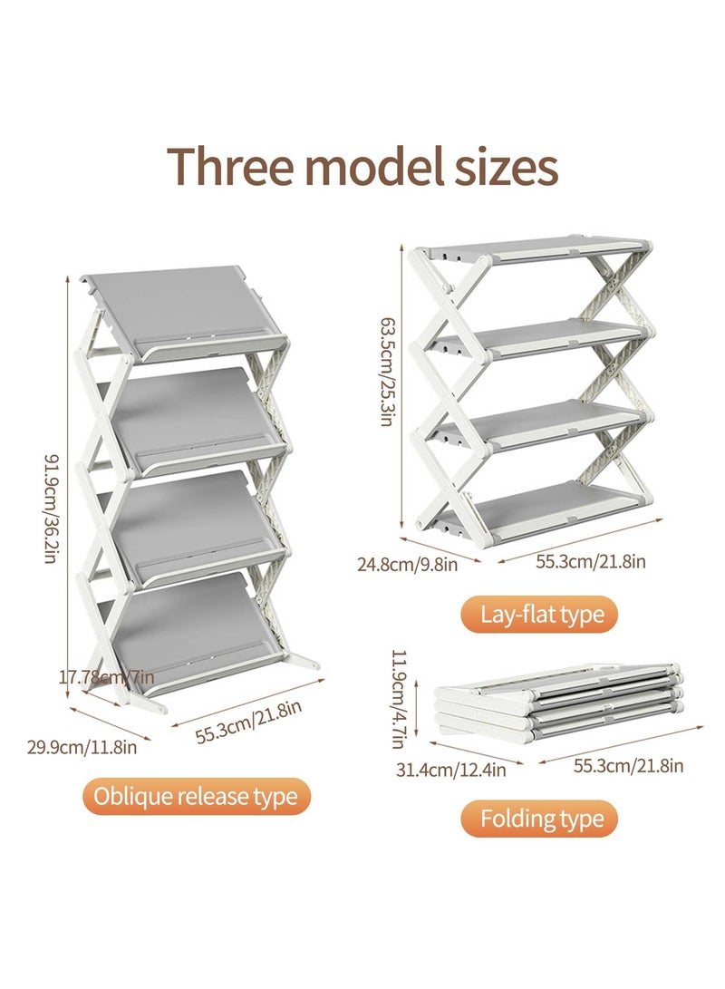 ميكسد منظم أحذية قابل للطي بأربع طبقات يوفر المساحة مع رف تخزين بتصميم قابل للطي - Image 2