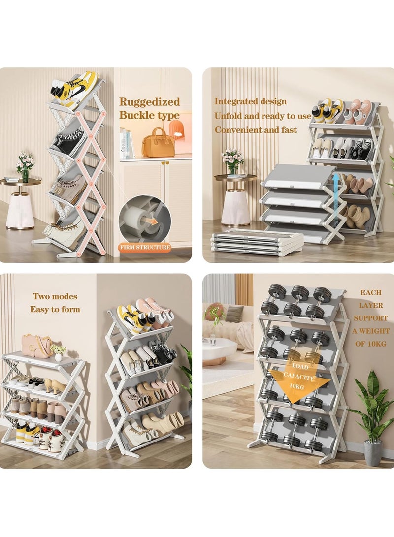 ميكسد منظم أحذية قابل للطي بأربع طبقات يوفر المساحة مع رف تخزين بتصميم قابل للطي - Image 5