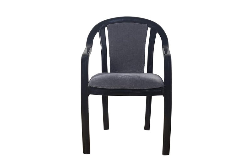 SUPREME Supreme Ornate Cushion Plastic Chair for OfficeHome Use Set of 2 BlackGrey Dobby - Image 3