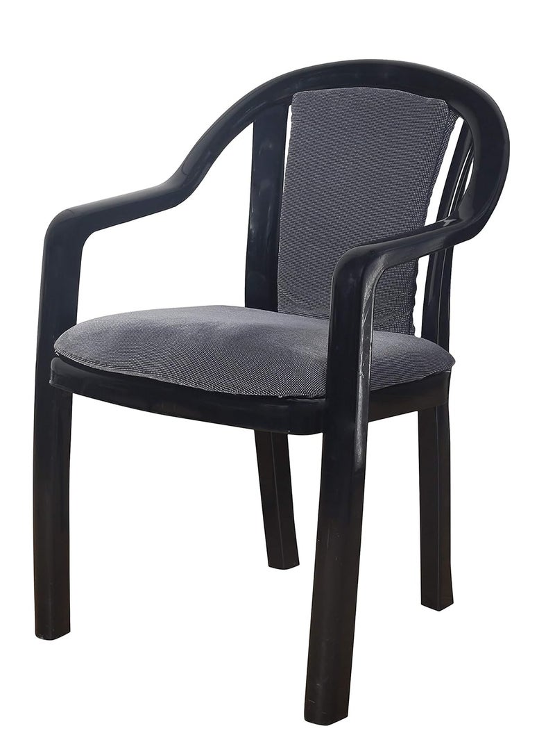 SUPREME Supreme Ornate Cushion Plastic Chair for OfficeHome Use Set of 2 BlackGrey Dobby - Image 4