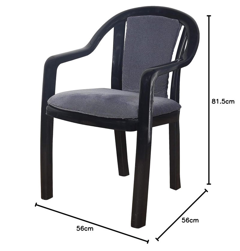 SUPREME Supreme Ornate Cushion Plastic Chair for OfficeHome Use Set of 2 BlackGrey Dobby - Image 2