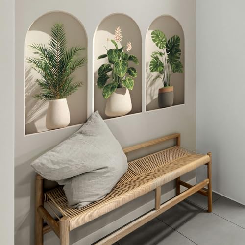 Ladinimo 3D Potted Plants Wall Stickers，Green Plants Wall Decals，Peel and Stick 3D Magic Art Sticker，for Living Room Bedroom Aisle Entrance Sofa Backdrop Yoga Room Home Decor (Potted Flower Decor 46) - Image 5