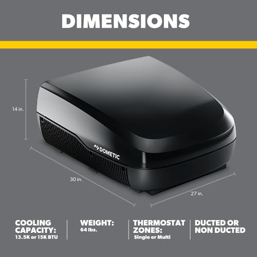 Dometic دومتيك فريش جيت 3 سيريز، مكيف هواء سقفي ميكانيكي قياسي للمركبات الترفيهية، 13.5K BTU، أسود - Image 2