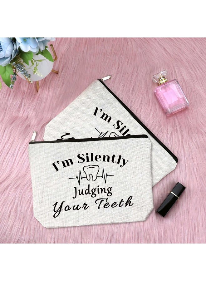 Sfodiary 2Pcs Dentist Gift for Women Makeup Bag Dental Hygienist Gift Dental Assistant Gift Dental Students Graduation Gift Dentist Thank You Gift Birthday Christmas Retirement Gift Travel Cosmetic Bag - Image 3