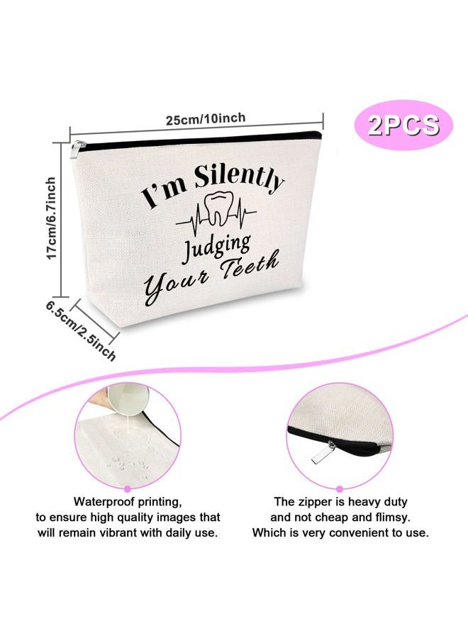 Sfodiary 2Pcs Dentist Gift for Women Makeup Bag Dental Hygienist Gift Dental Assistant Gift Dental Students Graduation Gift Dentist Thank You Gift Birthday Christmas Retirement Gift Travel Cosmetic Bag - Image 2
