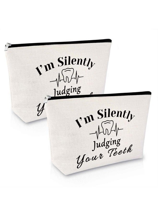 Sfodiary 2Pcs Dentist Gift for Women Makeup Bag Dental Hygienist Gift Dental Assistant Gift Dental Students Graduation Gift Dentist Thank You Gift Birthday Christmas Retirement Gift Travel Cosmetic Bag - Image 1