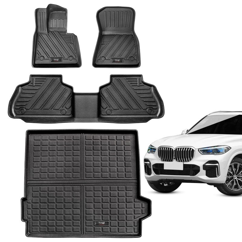 Yonugli Floor Mats and Cargo Mat for BMW X5 GO5 20192024 2025 All Weather TPE Rubber Protection Mat Accessories for BMW X5 Floor MatsCargo Liner