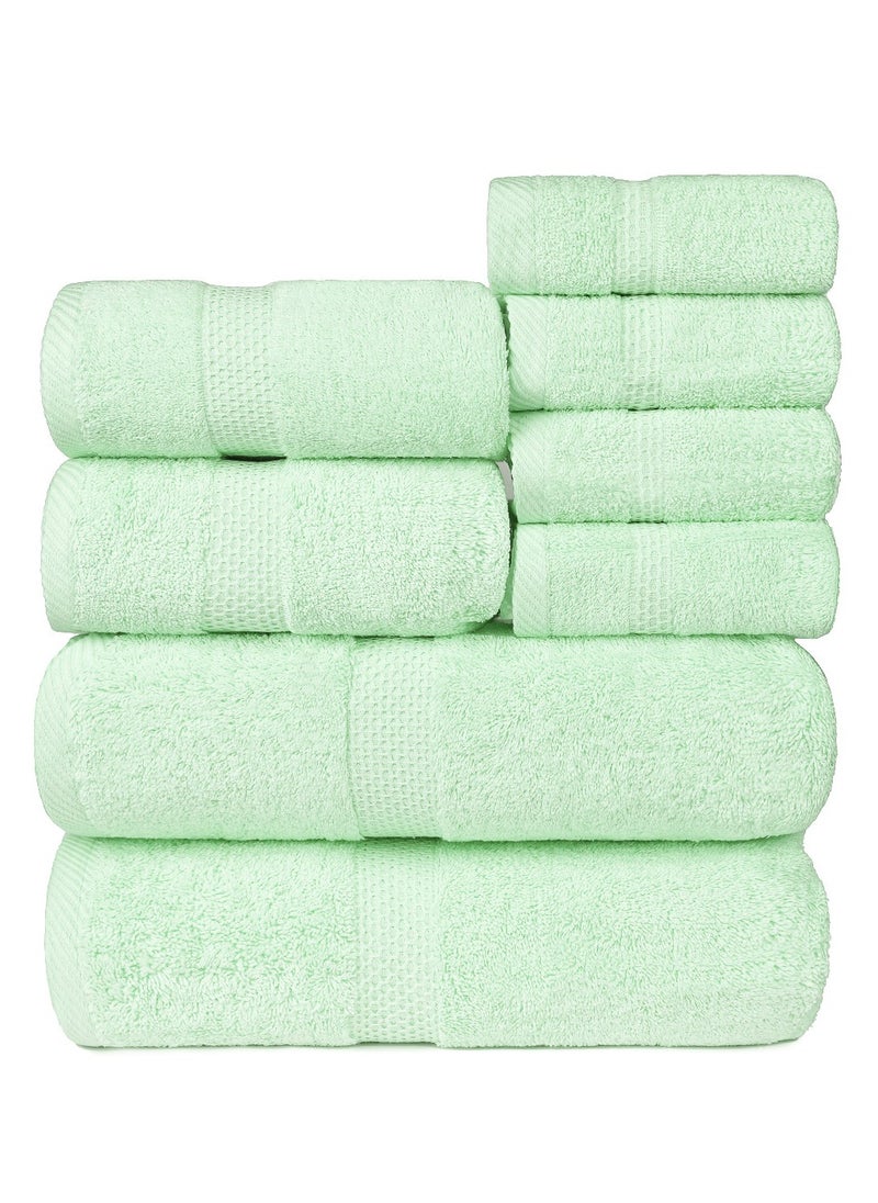 CLEANUP TOWELS Cleanup Towels Set Of 08. (02 Bath Towels,02 Hand Towels, 04 Face Towels) 600 GSM. 100% Ring Spun Quality. Highly Absorbent, Quick Dry. For Bathroom, Shower, SPA and Hotels.  - Image 1