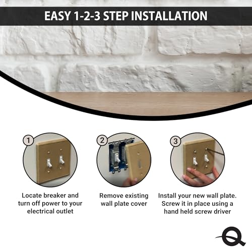 Questech Outlet Cover, Single Duplex Wall Plate 1-Gang Switch Plate Standard Size Electrical Outlet Receptacle Cover, Decorative Tumbled Texture, Gray, 3 Pack - Image 5