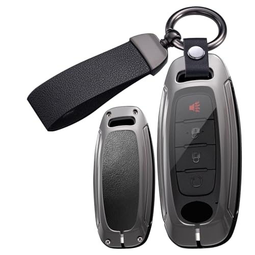 ontto Metal and Leather Key Cover Fit for Nissan 2023up Key FobSolid and Durable Car Key Housing for Maxima Armada Rogue Pathfinder XTrail Versa Kicks Ariya Qashqai Teana SentraBlack - Image 1