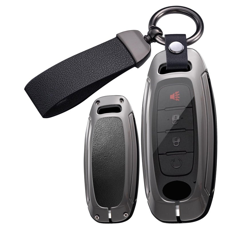 ontto Metal and Leather Key Cover Fit for Nissan 2023up Key FobSolid and Durable Car Key Housing for Maxima Armada Rogue Pathfinder XTrail Versa Kicks Ariya Qashqai Teana SentraBlack - Image 2
