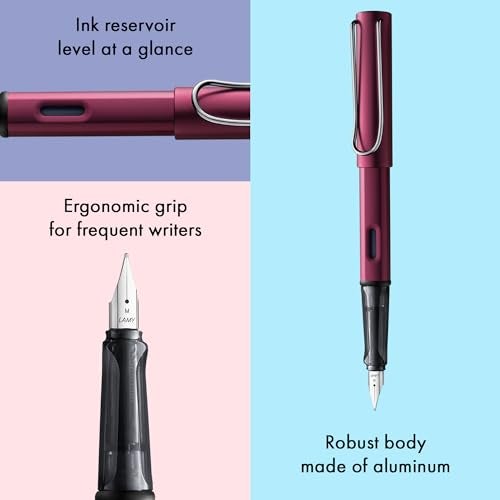 LAMY AL-star black purple - Fountain Pen with ergonomic grip & polished steel nib in size M - lightweight aluminum body - including LAMY T 10 blue cartridge - Right-Handed - Image 4