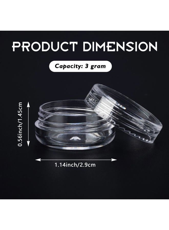 HPPFFY 50 Count 3 Gram Sample Containers, Clear Lip Balm Containers with Lids, Small Plastic Sample Jars with 4 Mini Spoons, 50pcs Labels (Clear Lid) - Image 2