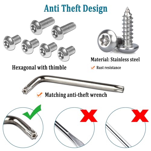 Aootf Front License Plate Bracket Holder- Front License Plate Mounting Kit for 2 Drill Holes Bumper, Universal Car Tag Adapter with Anti Theft Stainless Steel Screw Bolt Caps - Image 3