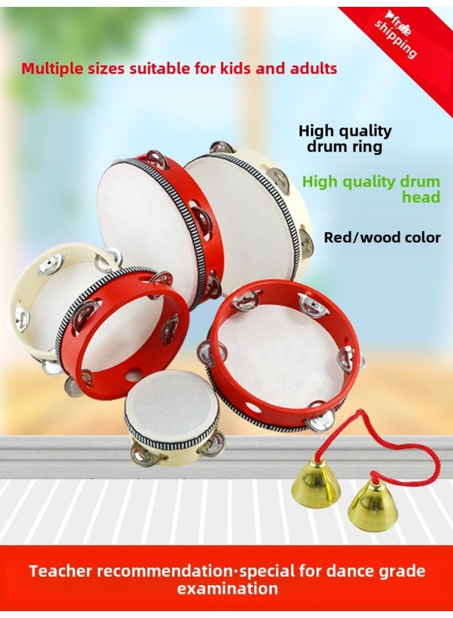 Tambourine Kindergarten Dance Props Children's Tambourine Musical Instruments Orvus Special Xinjiang Bell Linggu-Color:15cm Diameter Blue Flowers - Image 2