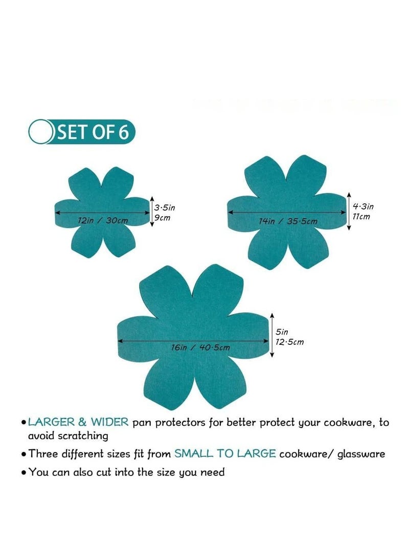 KASTWAVE Pot Pan Protectors,KASTWAVE Larger & Thicker Felt Pan Separators Pads, Set of 6 and 3 Different Sizes, Pot Protectors for Stacking and Protecting Your Cookware - Image 4