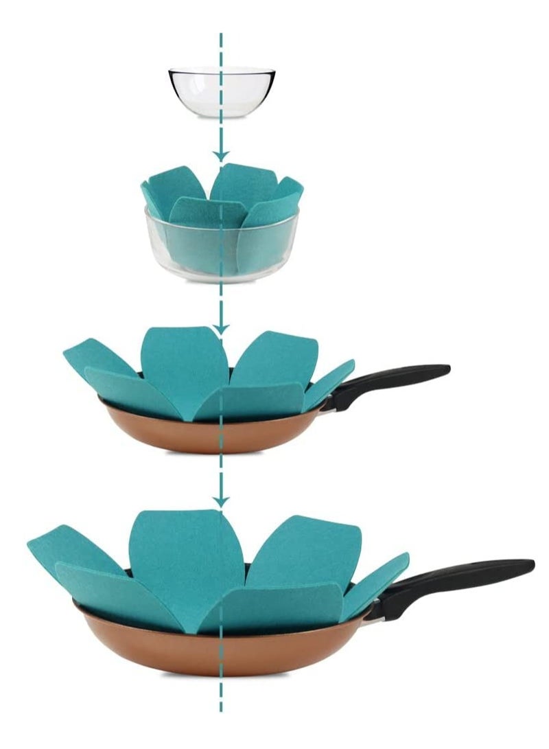 KASTWAVE Pot Pan Protectors,KASTWAVE Larger & Thicker Felt Pan Separators Pads, Set of 6 and 3 Different Sizes, Pot Protectors for Stacking and Protecting Your Cookware - Image 2