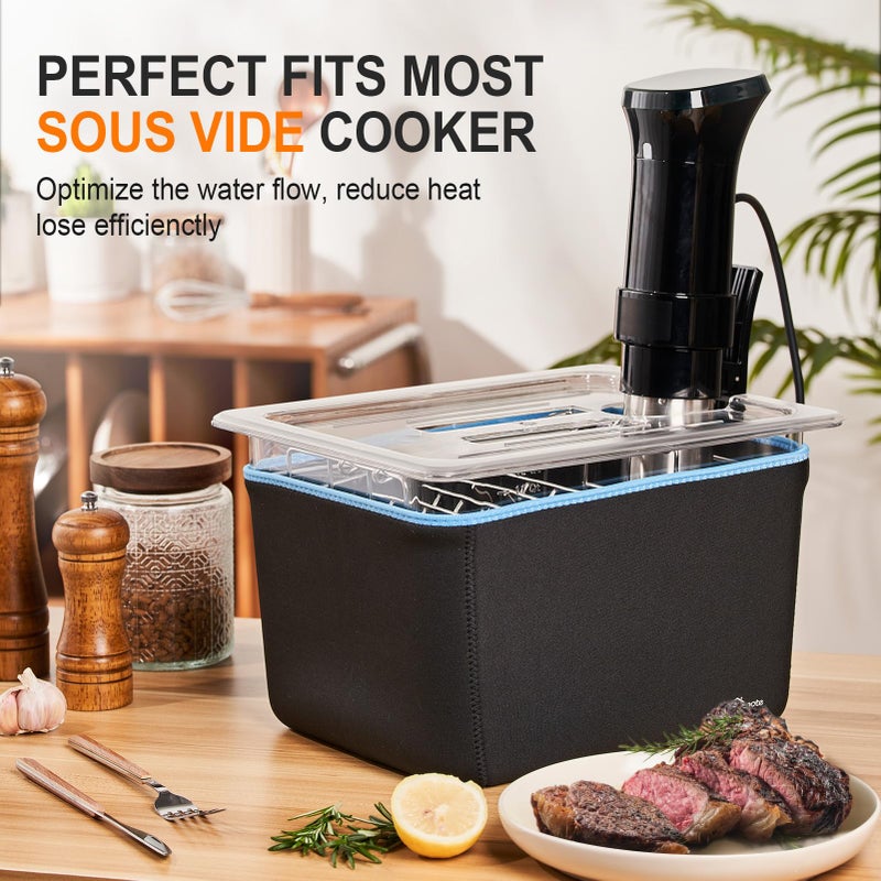 homenote HOMENOTE Container 12 Quart with Lid & Rack and Sleeve - BPA Free Complete Sous Vide Accessories Kit with Cookbook For Anova and Most Sous Vide Cookers  - Image 5