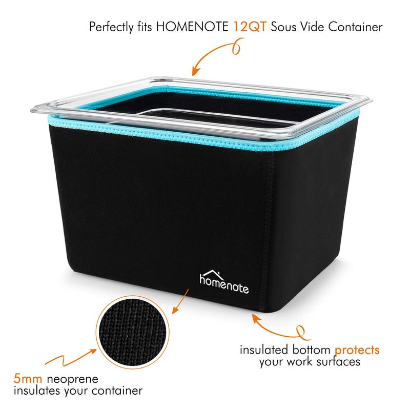 homenote HOMENOTE Container 12 Quart with Lid & Rack and Sleeve - BPA Free Complete Sous Vide Accessories Kit with Cookbook For Anova and Most Sous Vide Cookers  - Image 3