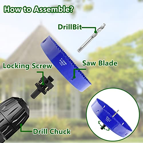 Luomorgo 203mm/8 inch Hole Saw with Arbor, 1 1/4 inch Cutting Depth HSS Bi-Metal Hole Cutter for Wood Cornhole Boards Plastic Drywall & Metal Sheet - Image 5