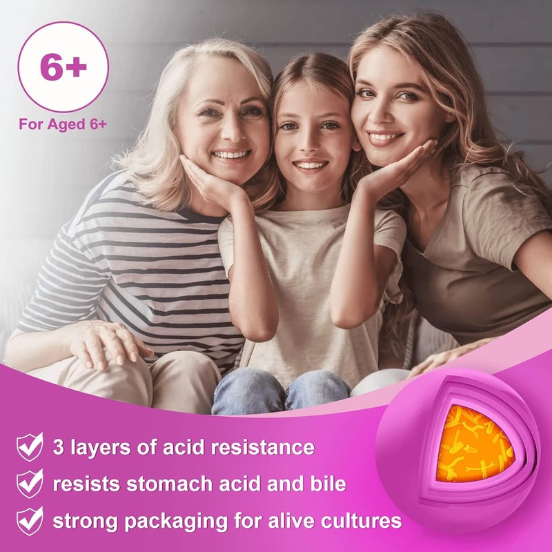 ZEBORA زebورا بروبيوتيك للنساء لصحة الجهاز الهضمي مع البريبايوتيك والبروبيوتيك بتركيز 60 مليار لدعم المناعة وصحة الأمعاء خالي من الجلوتين وفول الصويا 90 قرص - Image 3