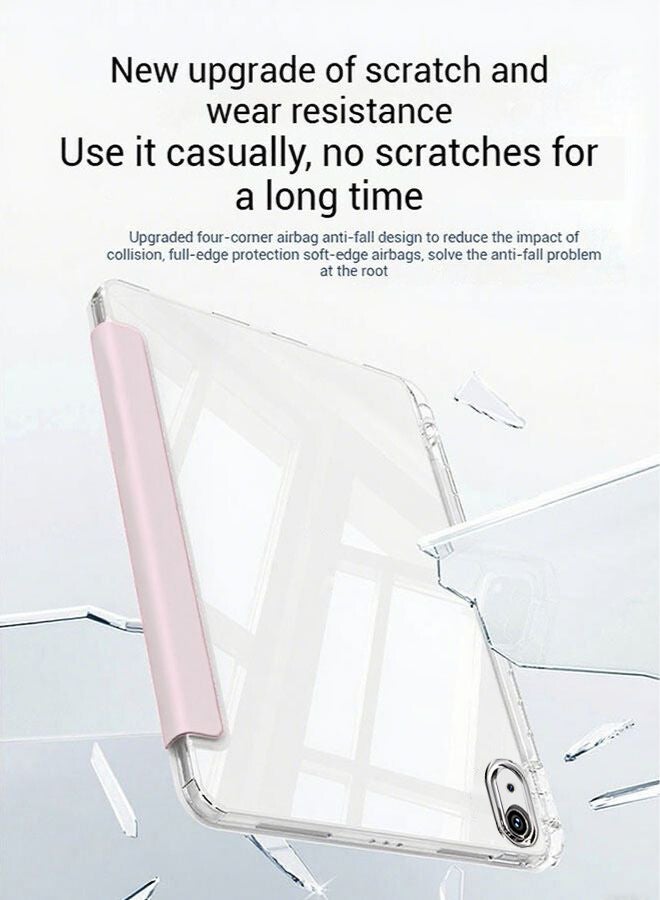 iPad 11th Generation Case (A16 2025) Case and iPad 10th 10.9 Inch Case With Pen Slot, iPad A16 Case Shockproof Y Folding Stand, Transparent Tpu Protective Case, iPad Cover With Flip Cover Stand Smart Wake-Up/ AED 23 Gift Set Anti-Glare Protective Film - Pink - Image 4