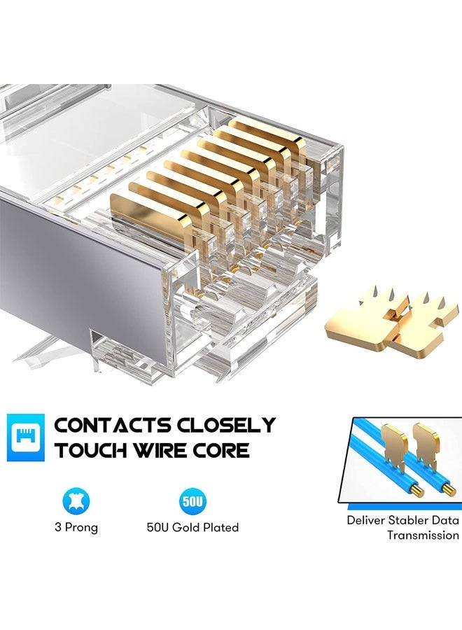 Taimi 100 Pcs Cat7 RJ45 Connectors Cat7 RJ45 Plugs Metal Shielded RJ45 Ends FTP 8P8C Modular Network Plug Connector - Image 5