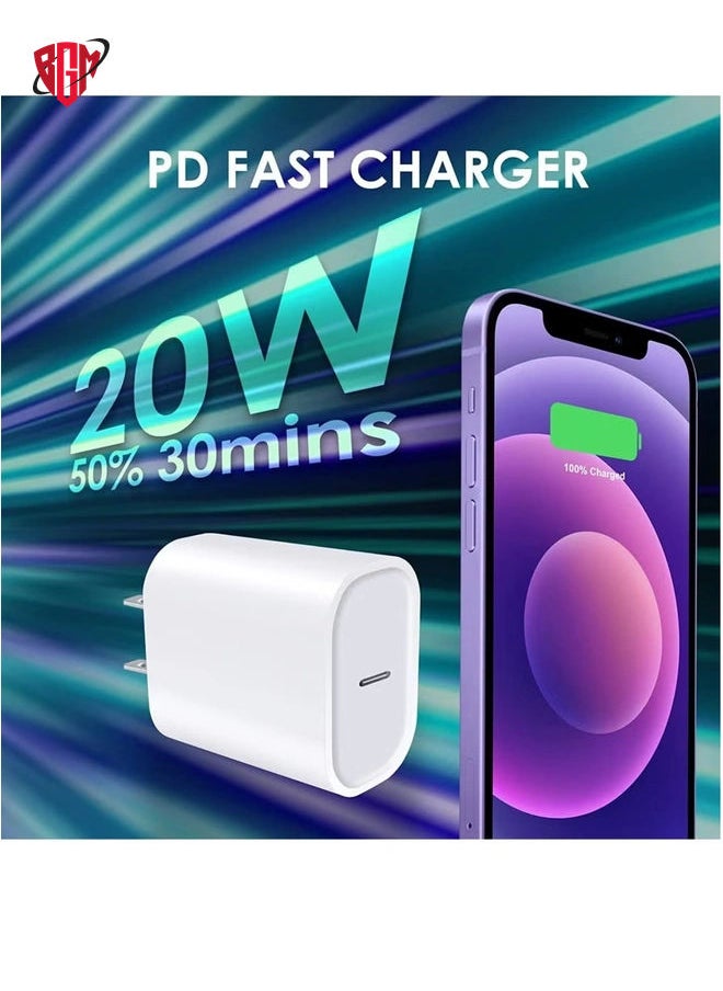 iPhone Charger USB-C Power Adapter : 20W USB C Wall Charger, Fast Charging Type C Chargers Block Compatible with iPhone 14/13/12/11/Ipad/Ipad Pro
