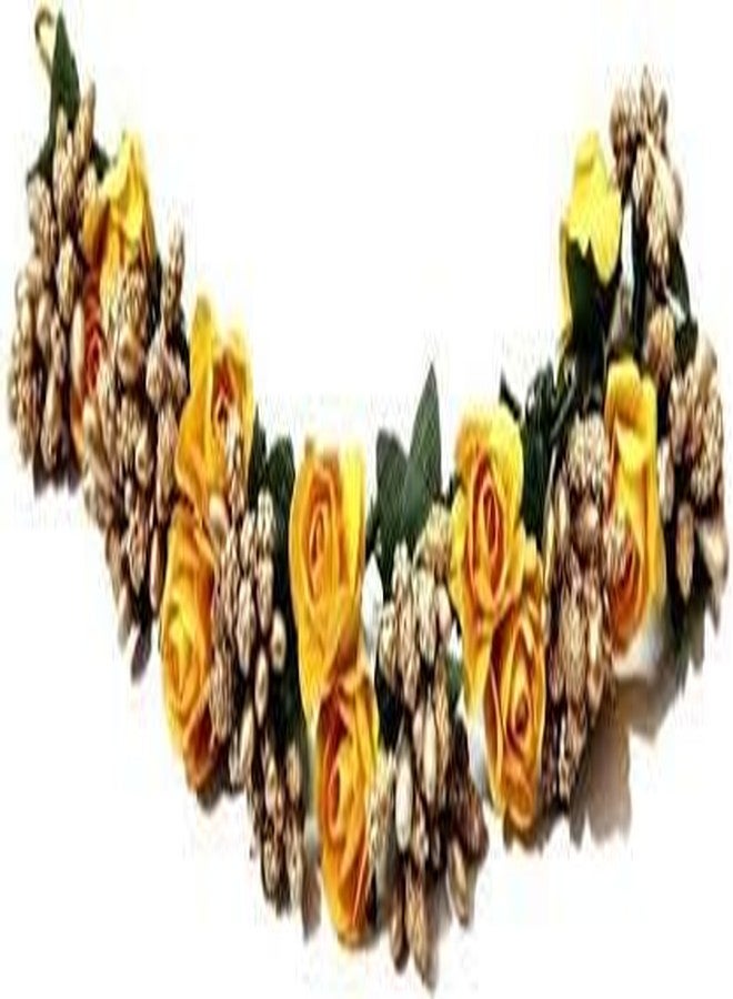 DiBha Women's Yellow Golden Fabric Juda Maker Flower Gajra Hair Accessory - Image 1