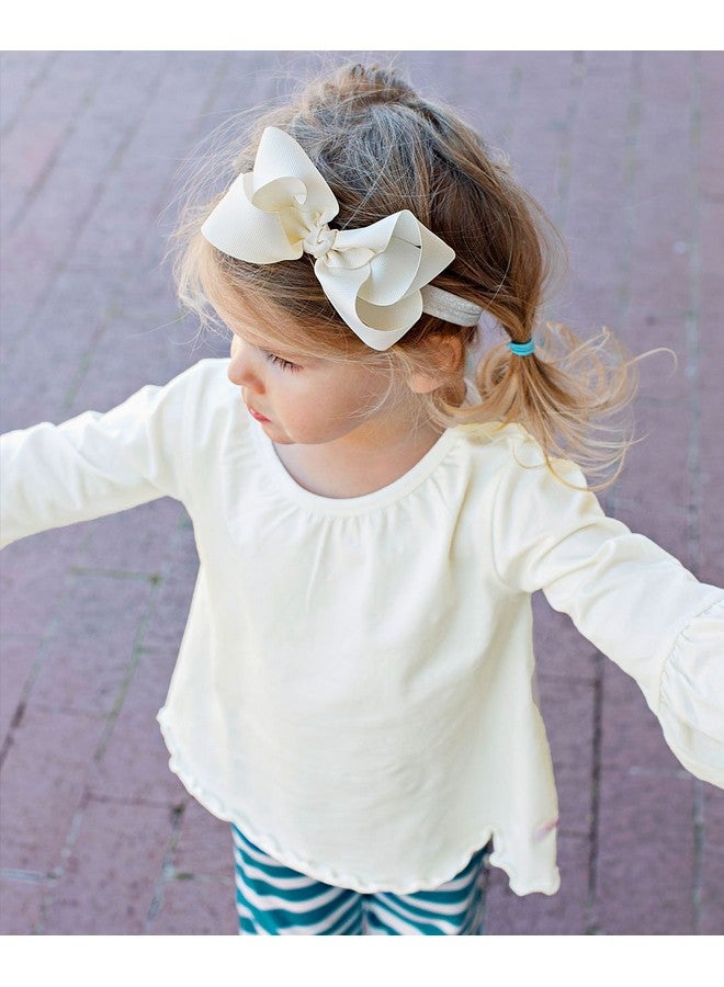 RuffleButts Girls Ivory Bow Headband - One Size - Image 2