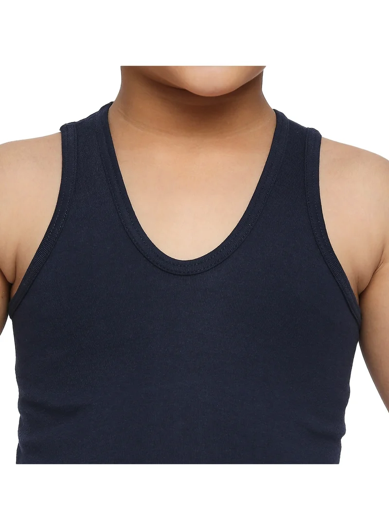 BYC BOY'S COTTON VEST (PACK OF 3) - NAVY BLUE