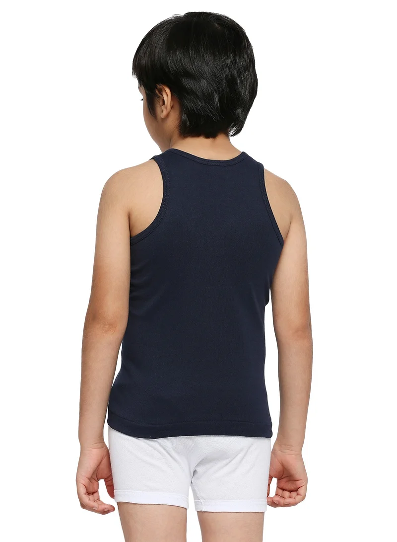 BYC BOY'S COTTON VEST (PACK OF 3) - NAVY BLUE
