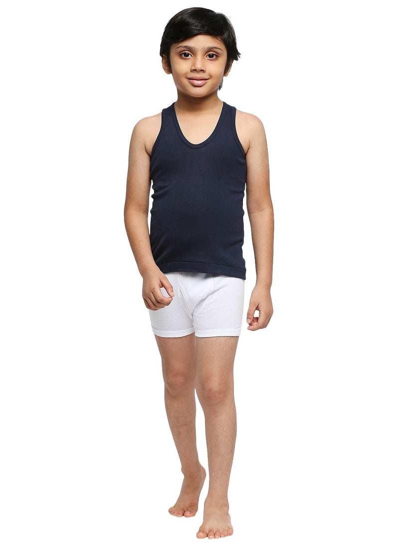 BYC Boys 100% Combed Cotton Sleeveless Vest Seamless No-Stitch Sides Soft Skin-Friendly Tank Top Singlet (Pack of 3) - Navy Blue - Image 3