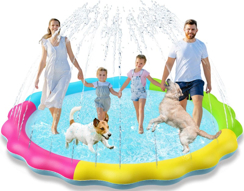 Jasonwell Splash Pad Sprinkler for Kids Splash Play Mat Outdoor Water Toys Inflatable Splash Pad Baby Toddler Pool Boys Girls Children Outside Backyard Dog Sprinkler Pool Age 1 2 3 4 5 6 7 8 9 3XL - Image 1