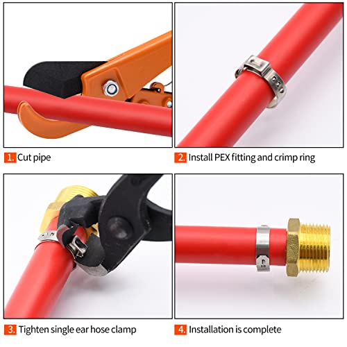 Ruby Q 50 Pack 3/4" PEX Cinch Clamps, Stainless Steel Single Ear Hose Clamps - Image 4