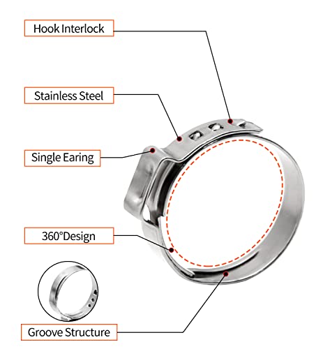 Ruby Q 50 Pack 3/4" PEX Cinch Clamps, Stainless Steel Single Ear Hose Clamps - Image 3