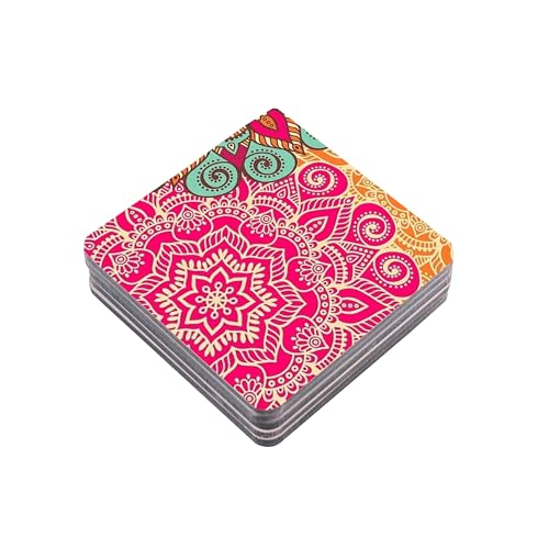 TAJNAN Indian Art Printed Coaster Set of 6 Beautiful Wooden Coasters with Plastic Coating Proper Coaster Stand Designer Coaster - Image 4