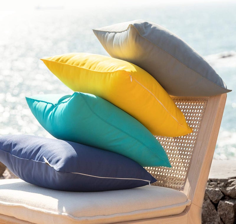 Phantoscope Pack of 2 Outdoor Waterproof Solid Throw Decorative Pillow Cover Decorative Square Outdoor Pillows Cushion Case Patio Pillows for Couch Tent Sunbrella (18''x18'', White) - Image 5