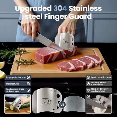 SYOKAMI Finger Guards for Cutting Food, Protects Women’s Fingers and Nails, Ideal Gift for Her, Mom or Wife, 2 Stainless Steel Finger Protectors with Herb Stripper, Adjustable Size - Image 4