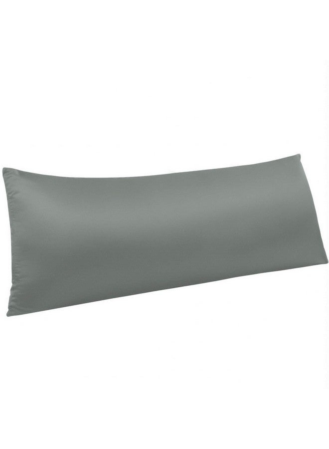 NTBAY NTBAY Zippered Satin Body Pillow Pillowcase, Silky Slip Cooling Body Pillow Cover, Long Side Hidden Zipper, 20x54 Inches, Dark Grey - Image 1
