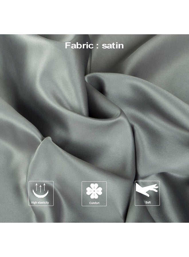 NTBAY NTBAY Zippered Satin Body Pillow Pillowcase, Silky Slip Cooling Body Pillow Cover, Long Side Hidden Zipper, 20x54 Inches, Dark Grey - Image 2