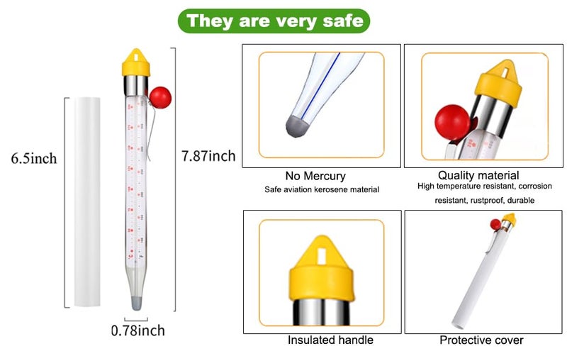LABO Technology LABO Candy Thermometer, Analog Glass Thermometer with Pot Clip, Dual Scale -40 to 400°F / -40 to 200°C, Instant Read for Sugar, Jam, Syrup, Jelly, Deep Frying, Home Cooking - Image 4