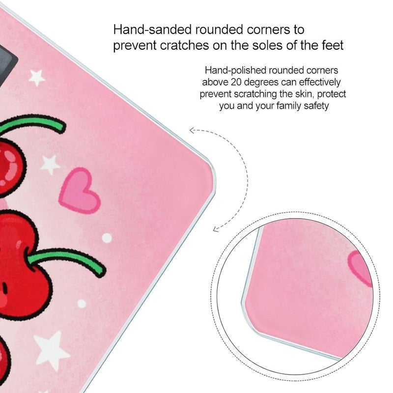 Red Hearts Cherry Weight Scale Household High Precision Digital Body Scale Cute Compact Slim Bathroom Scale Sleek Modern Personal Body Weighing Machine for Bedroom Kitchen and Bathroom - Image 4