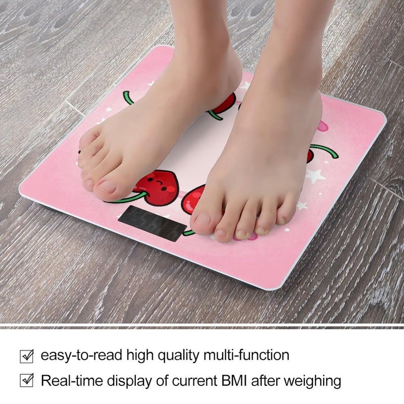 Red Hearts Cherry Weight Scale Household High Precision Digital Body Scale Cute Compact Slim Bathroom Scale Sleek Modern Personal Body Weighing Machine for Bedroom Kitchen and Bathroom - Image 5