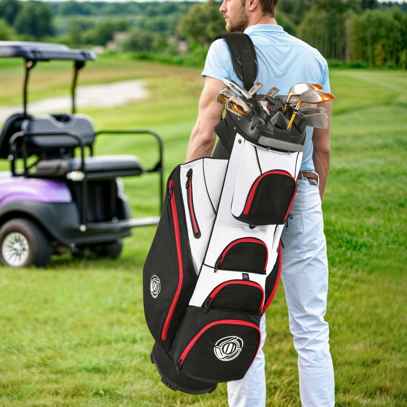 Shopsource Golf Cart Bag, 14 Way Molded Top and Full-Length Dividers, Organizer Cart Bag for Men Women, Golf Club Bags with Ergonomic Padded Strap, Zippered Pockets, Rain Hood - Image 3