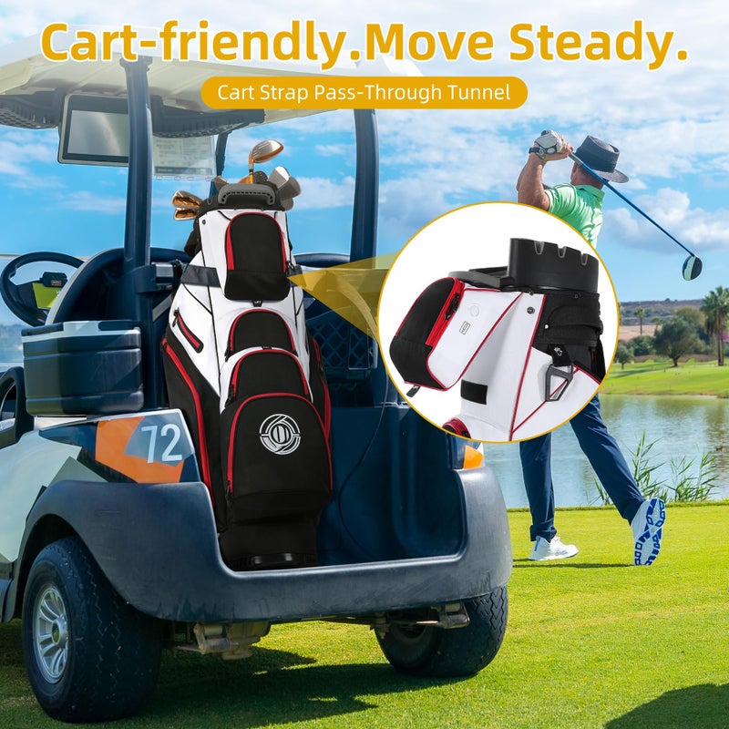 Shopsource Golf Cart Bag, 14 Way Molded Top and Full-Length Dividers, Organizer Cart Bag for Men Women, Golf Club Bags with Ergonomic Padded Strap, Zippered Pockets, Rain Hood - Image 2
